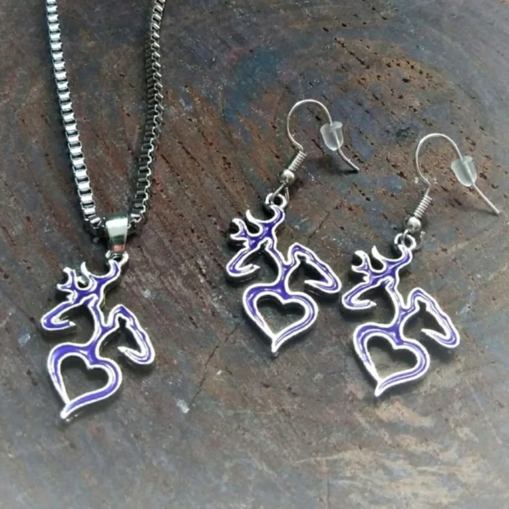 🆕 BROWNING Logo Necklace & Earring Set